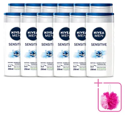 Produktbild von 12 x NIVEA MEN Sensitive Pflegedusche - Hydratisierend - 250 ml - Sparpackung - 12 Stücke