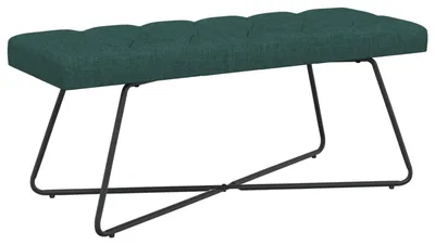 Image de Banc vidaXL à capitonnage, vert foncé, 110 x 40 x 46 cm, tissu