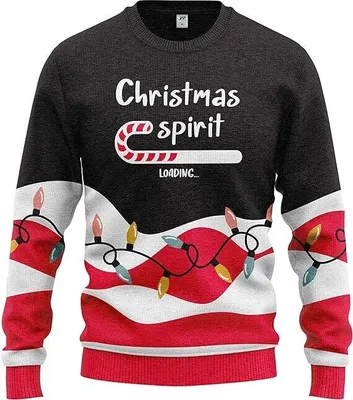 Produktbild von JAP Christmas Spirit - Lustiger Hässlicher Weihnachtspullover Für Damen und Herren Ugly Christmas Sweater - Schwarz und Rot - 11-13Y