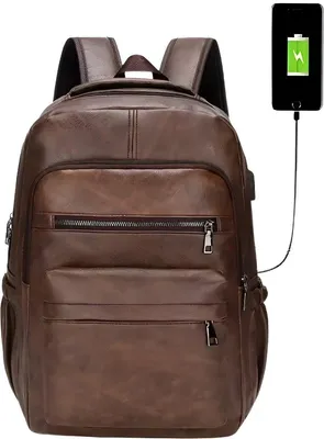 Image de CarryQuest® - Sac à dos pour ordinateur portable, avec port USB pour la recharge, couleur marron foncé, capacité 15 pouces