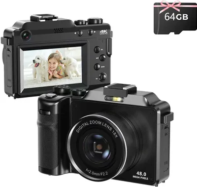 Obrázok produktu pre Digitálny fotoaparát s dvojitým rozlíšením 48 MP, video 4K, 18-násobný zoom, kompaktný fotoaparát s funkciou Antivostras (48 MP, Wi-Fi, vrátane dvojit