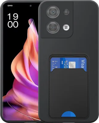 Immagine prodotto di Adatto per Oppo Reno 9 Custodia per telefono con supporto per schede in TPU - Custodia flessibile con copertura posteriore in silicone TPU con slot per schede - Nero - Smartphonics