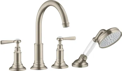 Produktbild von 4-Loch Fliesenrandarmatur AXOR MONTREUX DN 15, mit Hebelgriffen brushed nickel brushed nickel
