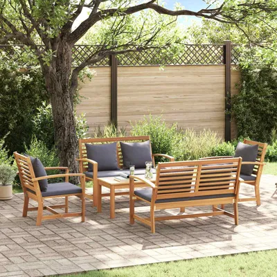 Immagine prodotto di Set di divani da giardino vidaXL, 5 pezzi, in legno di teak massello naturale
