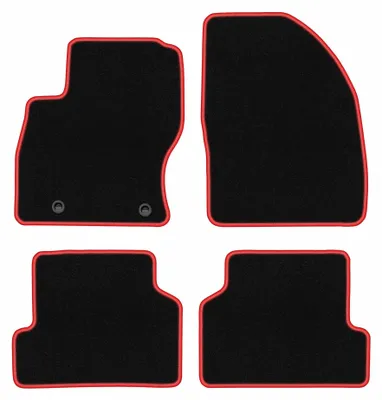 Productafbeelding van Velours automatten voor Ford Focus MK2 2004-2011 (stationwagen/sedan/hatchback) – 4-delig, zwart/rood, op maat – Wielganizator CARLUX