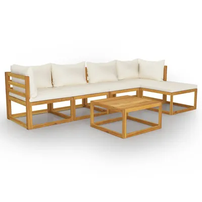 Produktbild von vidaXL 6-tlg. Garten-Lounge-Set mit Auflagen Creme Massivholz Akazie