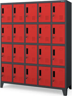 Immagine prodotto di Armadietto 5B4A Armadietto con 20 scomparti Armadietto in metallo verniciato a polvere 172 cm x 136 cm x 45 cm Rosso antracite