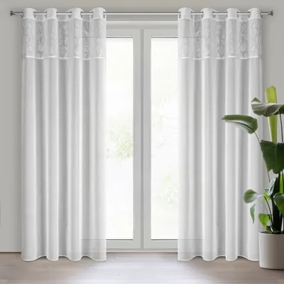 Produktbild von Gardine ILANA weiß silber 140x250 cm  Ösen Ösenvorhang