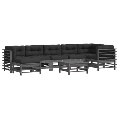 Produktbild von vidaXL 8-tlg. Garten-Lounge-Set mit Kissen Grau Massivholz