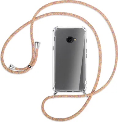 Produktbild von Handykette Backcover-Schutzhülle mit Band (Metall silberfarben) für Samsung Galaxy Xcover 4 / 4s - Rainbow