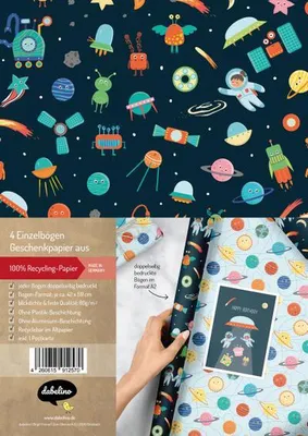 Produktbild von Geschenkpapier-Set für Kinder: Weltall (Astronauten, Raketen, Weltraum)