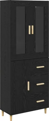 Zdjęcie produktu dla Highboard Czarny Dąb 34,5 x 34 x 180 cm Materiał drewnopochodny