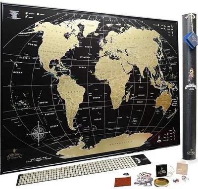 Produktbild von Famanu Weltkarte Deluxe Edition - Scratch Map in Schwarz mit Goldveredelung