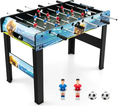 Obrázok produktu pre Stolný futbal COSTWAY 2 v 1, stolný futbal vrátane 14 stolných futbalov a 2 loptičiek, stolný futbal s počítadlom skóre a odnímateľnými nohami, herný stôl pre dospelých a deti, stolný futbal pre bary a párty