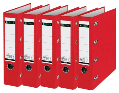Produktbild von Leitz Plastik-Doppelordner mit zwei Mechaniken, Rot, Pappe, Polyethylen, Polypropylene, 2 x A5, 75 x 285 x 318 mm