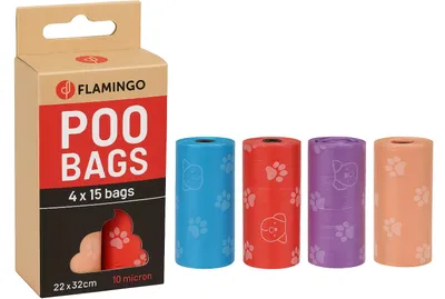 Obrázok produktu pre Flamingo KOTBEUTEL Basic Paws, viacfarebný, 4 x 15 kusov