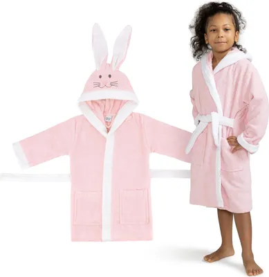Produktbild von Celodoro Kinder Bademantel mit Kapuze & Motiv für Mädchen & Jungen - Rabbit 110-116