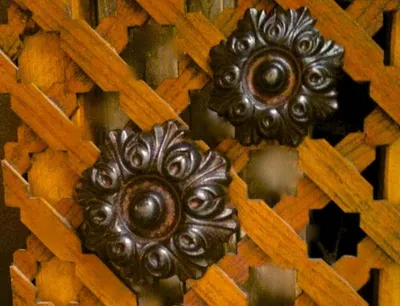 Produktbild von Eisen Beschlag für alte Haustür, Rosette, aufschraubbar Türbeschläge antik, 5 cm