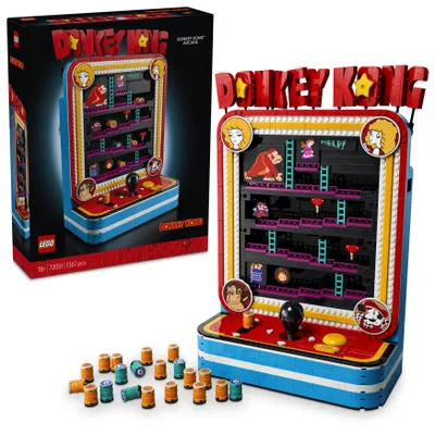 Produktbild von LEGO Super Mario Donkey Kong Arcade - Interaktives 3D Modellbau für Erwachsene mit Joystick & Fässer für Retro Zimmer Deko - Sammelbarer Gaming Fanartikel - Geschenk für Gamer ab 18 Jahren - 72051