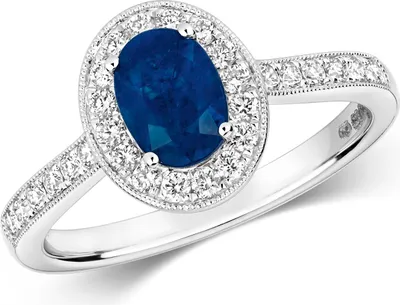 Produktbild von Wunderschöner 9 Karat (375) Weißgold Cluster Damen - Diamant Ring Brillant-Schliff 0.33 Karat HI - I1 mit Saphir, 50 (15.9); TRS292749KWRSK