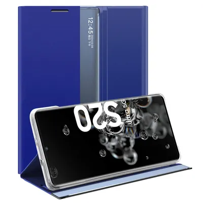 Immagine prodotto di Custodia Galaxy S20 Ultra, Custodia sottile in pelle flip con finestra e supporto per Samsung Galaxy S20 Ultra Blu