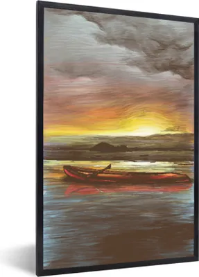 Produktbild von MuchoWow® MuchoWow® Gerahmtes Poster Boot - Meer - Sonne 60x90 cm - Poster mit zchwarzem Bilderrahmen - Kunst