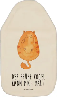 Produktbild von Mr. & Mrs. Panda Wärmflasche Katze Frühaufsteher - Weiß - Geschenk, Wärmflaschen, Wärmekissen, Katzen, Verschlafen, Kaffee, wärmebeutel, Genervt, Müde, Kater, Bettflasche
