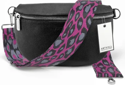 Produktbild von ARTVALL - Umhängetasche aus Leder, Klein mit verstellbarem Schultergurt, abnehmbares Taschenband, Crossbody Bag in Schwarz