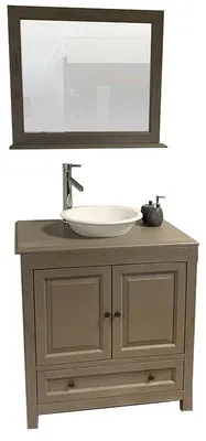 Image de Ensemble meuble salle de bain moderne 80 cm + miroir gris - Boho