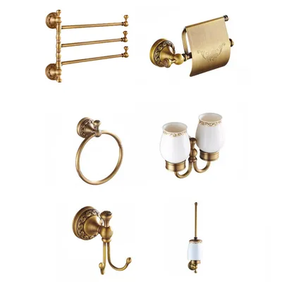 Produktbild von SET Badezimmerzubehör aus Messing NEMAUS Farbe gebürstetes Messing