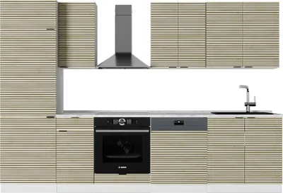 Image de Cuisine Vicco Fame-Line Chêne lambris/blanc 300cm , PT Marbre, Model 51579