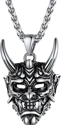 Obrázok produktu pre U7 Pánska japonská maska démona prívesok z nerezovej ocele náhrdelník Samurai Punk šperky