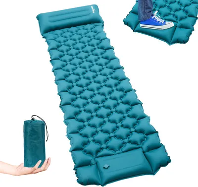 Produktbild von Faziango Isomatte Outdoor Aufblasbare Luftmatratze mit Fußpumpe, Ultraleicht Campingmatte mit kleinem Packmaß