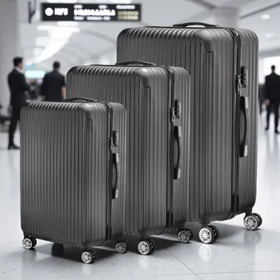 Produktbild von 3-teiliges Hartschalen Kofferset, Trolleyset mit 4 Rollen, TSA-Zahlenschloss, 360° drehbar, 28/24/20 Zoll, Handgepäck & Reisegepäck, ABS, Schwarze Koffer