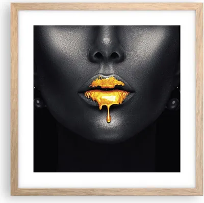 Produktbild von Gerahmtes Poster - Rahmen in heller Eiche - Gold Mund Schwarz - 40x40 cm - Wand Bild - Wanddeko - Wandbilder - Kunstposter - Wandposter - Bilderrahmen - Bilder - Kunstdruck - P2NAC40x40-4460