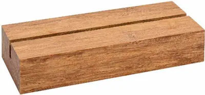 Produktbild von Tischkartenhalter 148,5mm Bambus, dunkel / Tischaufsteller / Werbeaufsteller / Schildhalter / Einsteckschlitz / Kartenhalter / Holz / Menükartenhalter / Speisekartenhalter - Zeigis®