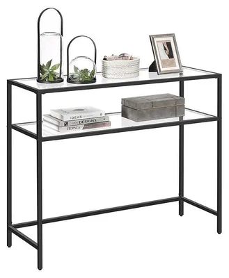 Produktbild von Konsolentisch mit 2 Ablagen – Metall und Glas – Schwarz – 100 x 35 x 80 cm
