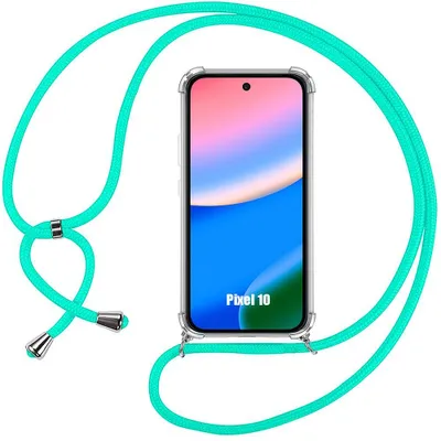 Image de Coque pour Google Pixel 10, Silicone Antichoc Protection Transparente avec Cordon Turquoise