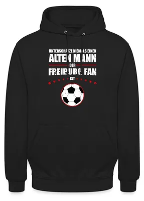 Produktbild von Spreadshirt Unterschätze Niemals Einen Freiburg Fan Fußball Uni Hoodie, 3XL, Schwarz