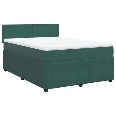 Produktbild von Boxspringbett mit Matratze Dunkelgrün 140x190 cm Samt