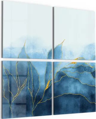 Produktbild von DEQORI Glasbild Echtglas 4x50x50 cm 'Blauer Wasserfarbverlauf' Wandbilder XXL groß