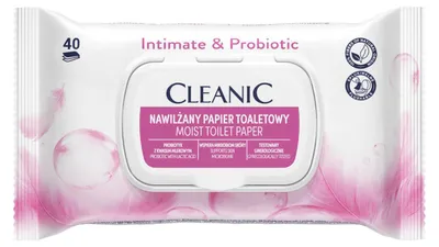 Produktbild von Cleanic Intimate & Probiotic Feucht-Toilettenpapier mit Probiotika, 40 Stück.
