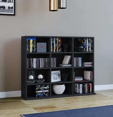 Produktbild von VCM Holzregal stehend | platzsparender CD-Schrank für 480 CDs oder 224 DVDs | Maße:H. 82 x B. 102 x T. 23 cm | Elegantes DVD Regal stehend | Blu-Ray Regal | CD Regal  Megosa L