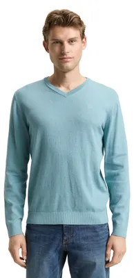 Produktbild von Tom Tailor Herren 1039811 Strickpullover mit V-Ausschnitt, 39104 - Tourmaline Melange, XS
