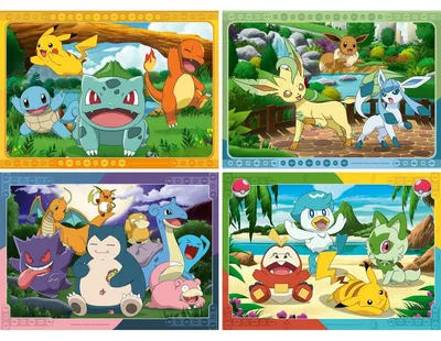 Productafbeelding van Ravensburger Pokémon Puzzel, 4 puzzels met elk 100 stukjes