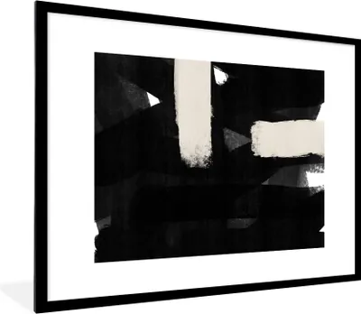 Produktbild von MuchoWow® Gerahmtes Poster Abstrakt - Pastell - Minimalismus 80x60 cm - Poster mit Schwarzem Bilderrahmen Wandposter Rahmen Foto Bilder - Schlafzimmer-Dekorationen - Fotoposter