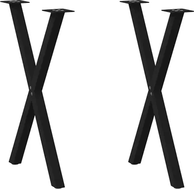 Obrázok produktu pre Nohy k jedálenskému stolu v tvare X, 2 ks, čierne, 57 x (72-73) cm, oceľové