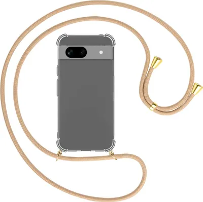 Produktbild von Handykette Backcover-Schutzhülle mit Band (Metall goldfarben) für Google Pixel 8A (6.1'') - beige