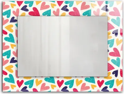Zdjęcie produktu dla Kolorowe serca wzór – Lustro Prostokątne z Printem 80x60 cm – Nowoczesne – Dekoracyjne Na Ścianę