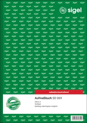 Produktbild von SIGEL SD069 Aufmaßbuch, CFB,A4, selbstdurchschreibend, 50, 50